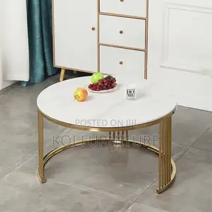 Coffee Table; Marble Round Dual Coffee Table