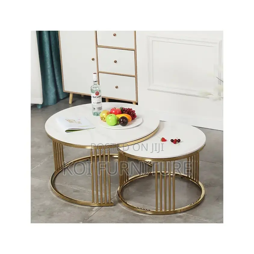 Coffee Table; Marble Round Dual Coffee Table