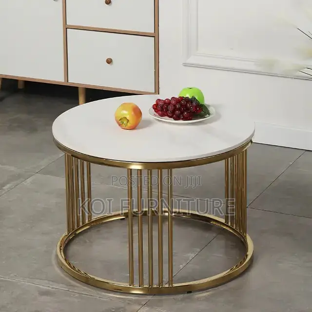 Coffee Table; Marble Round Dual Coffee Table