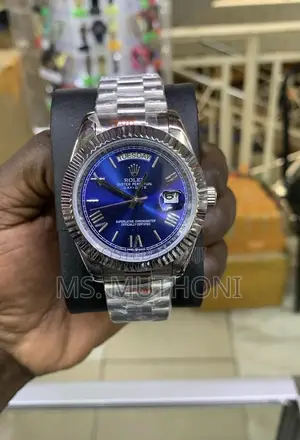 Silver Rolex Day-Date 40 Blue Dial