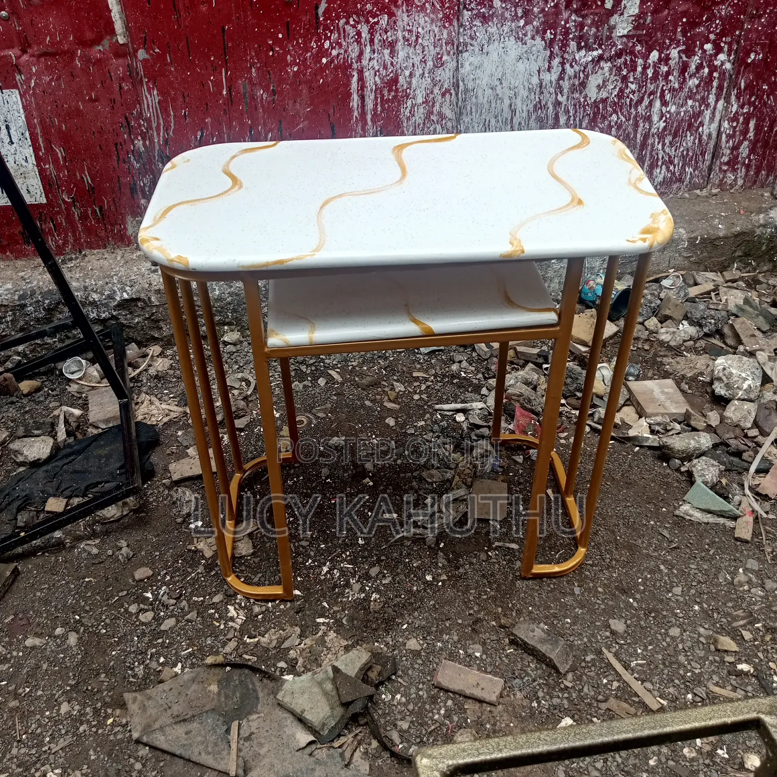 Marble Top Powder Coated Manicure Table