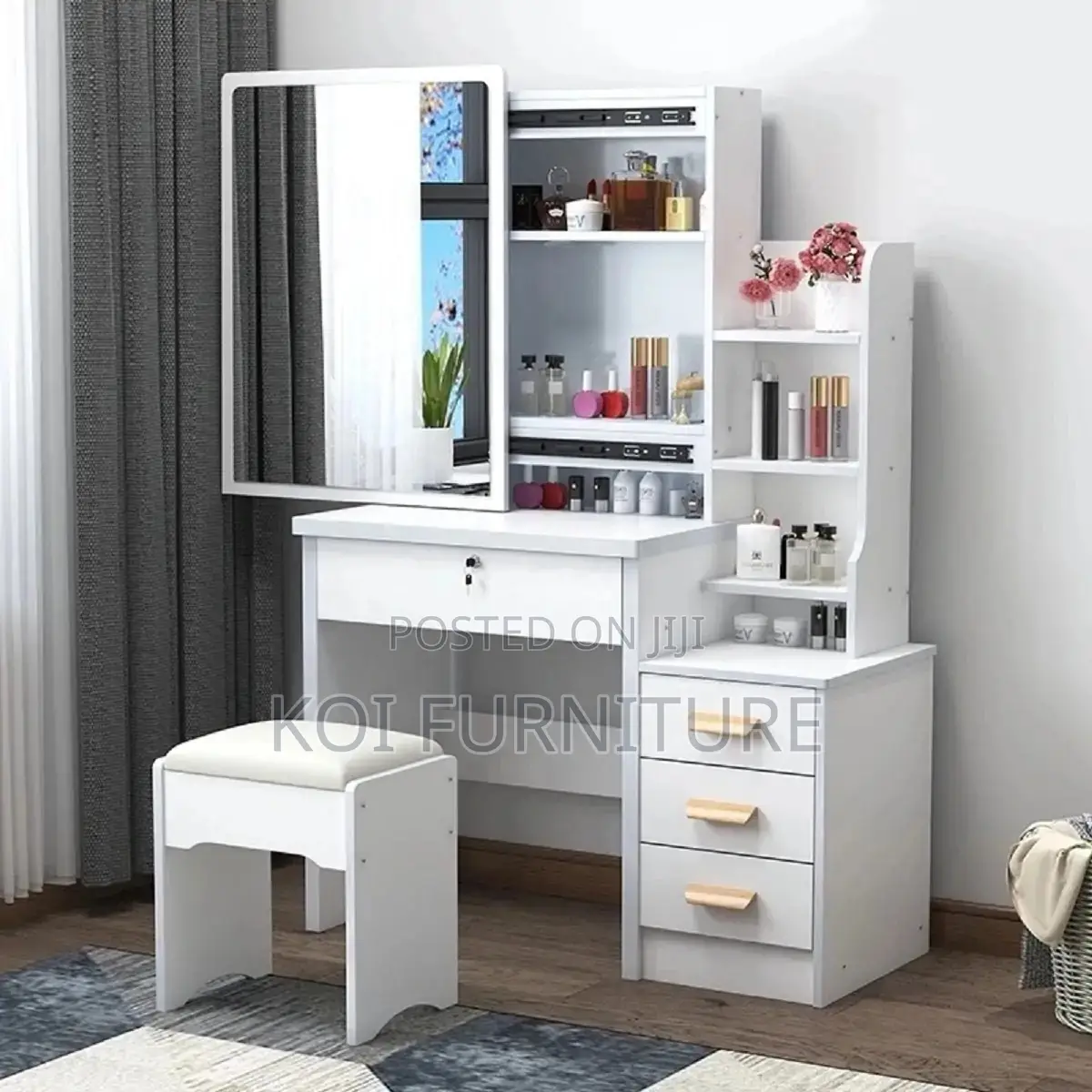 Dressers; Home Vanity Set With Sliding Mirror