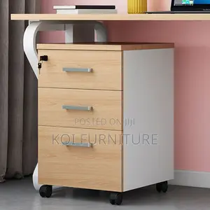 Office Cabinet; Wooden Pedestral Cabinet With Three Lockers