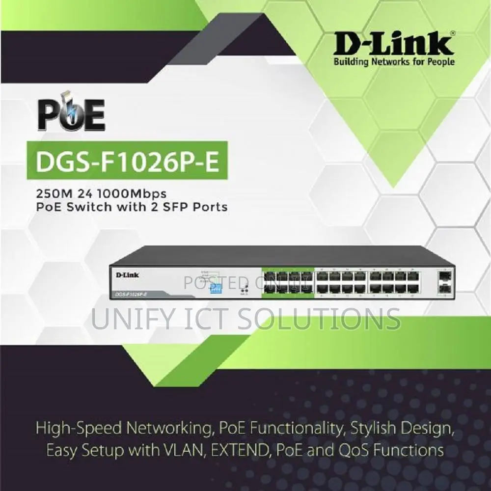 D-Link Upto 250 Meter Support 24-Port 1000mbps Poe Switch With 2 SFP