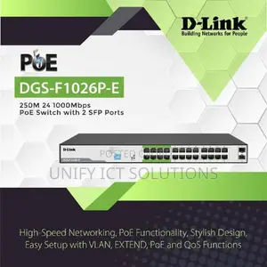 D-Link Upto 250 Meter Support 24-Port 1000mbps Poe Switch With 2 SFP