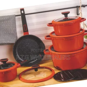 White Red 12‐Piece Nonstick Edenburg Cookware Set