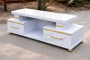 Marble-Top Tv Stand With Gold Finish