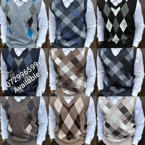 Quality Casual Checking Men Wind Braier v Neck Sweater
