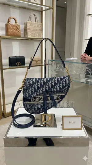 Christian Dior S at Ddle Bag in Blue Dior Oblique Jacquard.