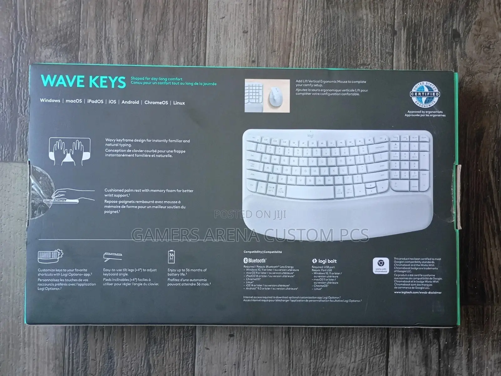 Logitech Wave Keys Wireless Ergonomic Keyboard With Cushioned Palm RST