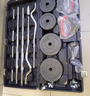 58kg Dumbbell Barbell Weight Set With Ez Curl Bar With Carry Case