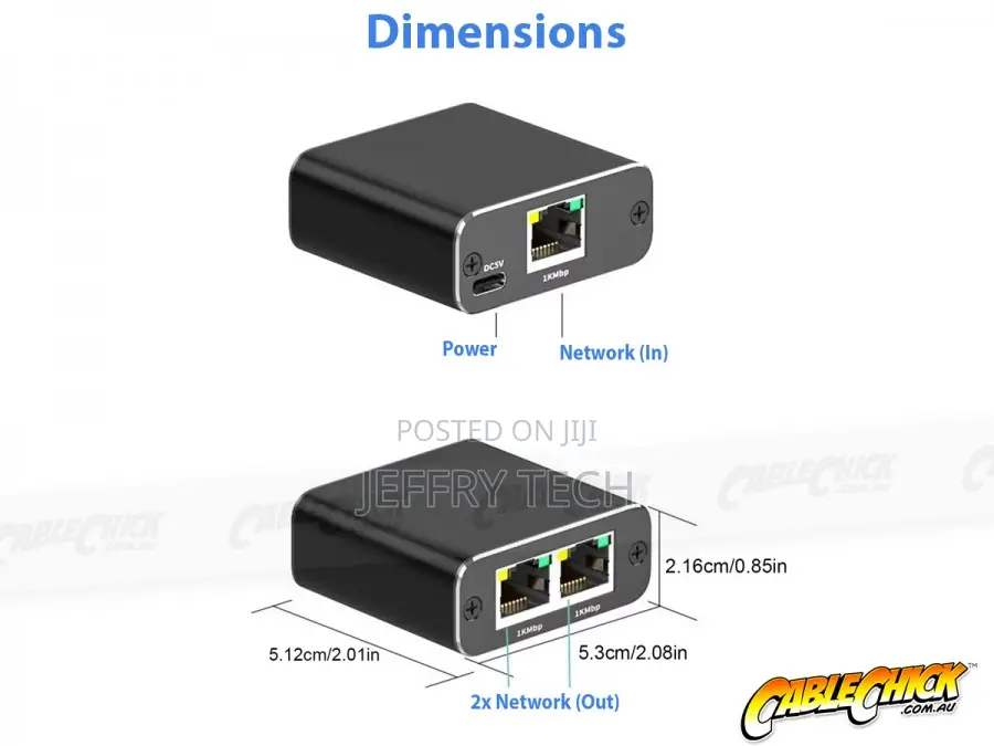 2-Port Mini Gigabit Ethernet Switch - Rj45 Splitter (Pc Network Switch