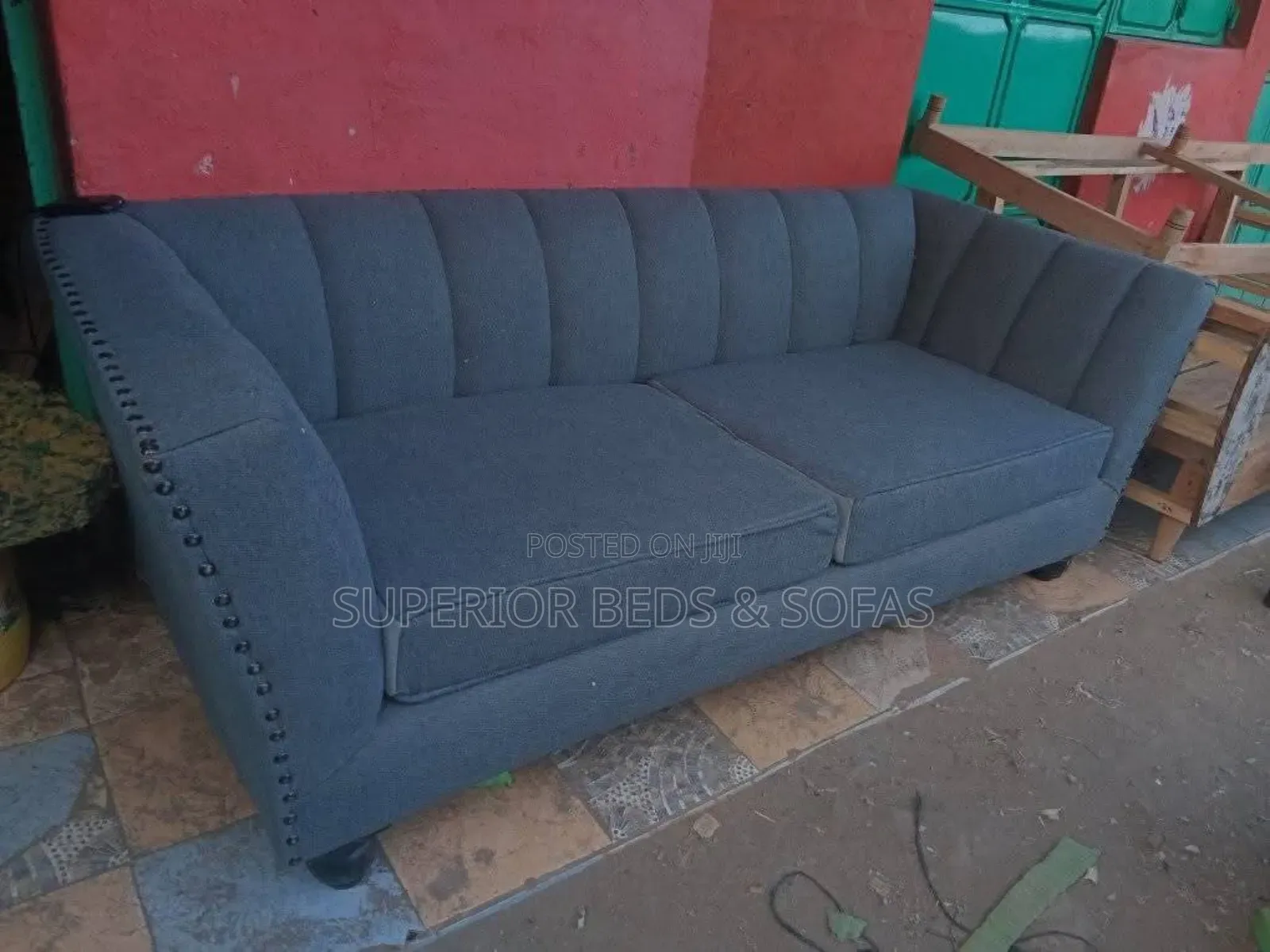 Dark Fabric 3 Seater Sofa