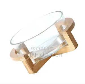 *🔴 Borosilicate Glass Salad Bowl*

✅Material: Glass With Wooden Base