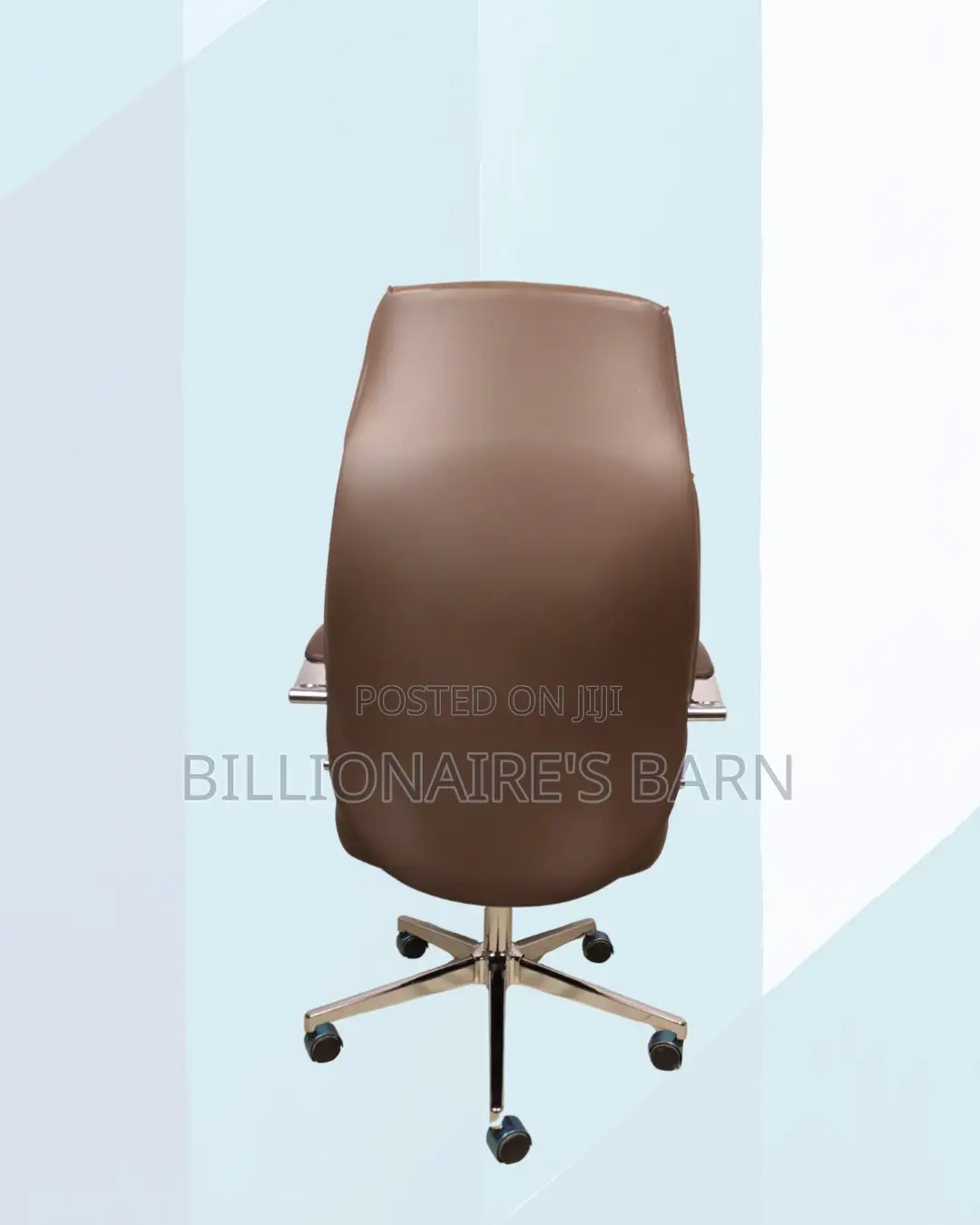 Brown Executive Leather Office Chair High Back Chrome Base Support