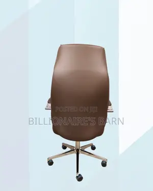 Brown Executive Leather Office Chair High Back Chrome Base Support