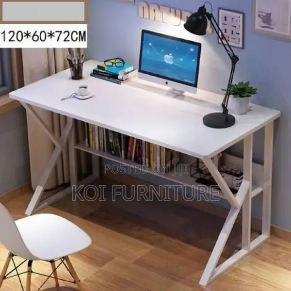 Office Desk : 1.2m Modern, Sturdy Workstation With Shelf