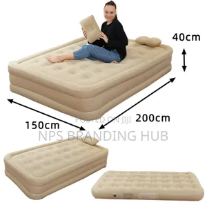 Inflatable Queen Size Airbed Mattress With In Built Pump 2 Pillows Zy