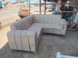 Cream L-Shaped Sofa ( 5 Seater)