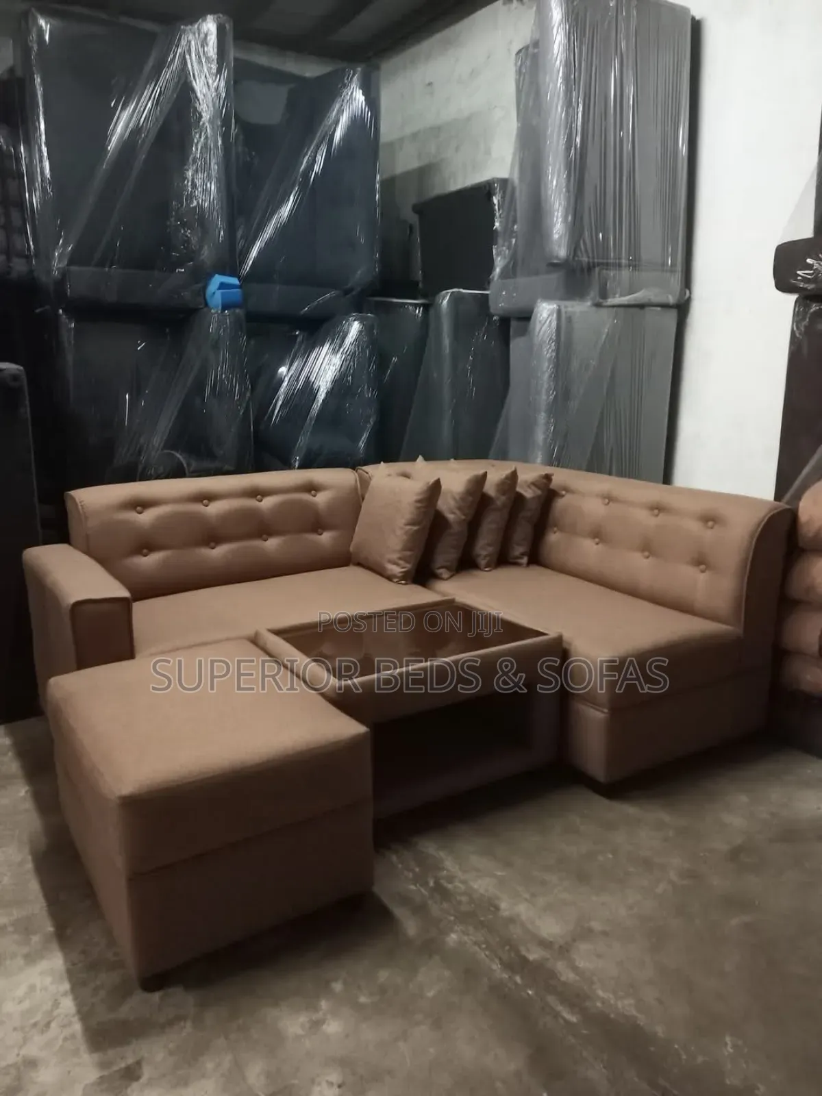 Brown L-Shaped Sofa -5 Seater