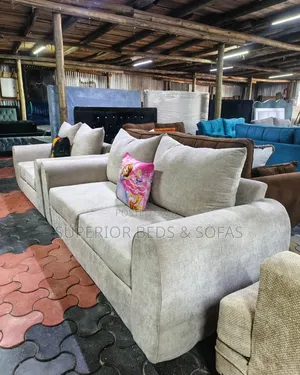 Grey 3 + 2 Seater Fabric Sofa