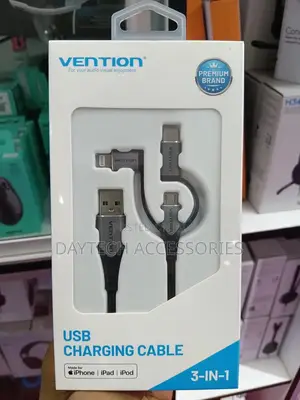 Vention 3-in-1 Usb Charging Cable With Lightning, Usb-C, and Micro-B