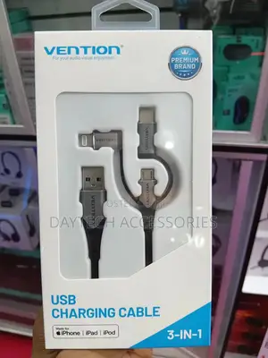 Vention Usb 2.0 a Male to 3-in-1 Micro-B Usb-C Lightning Male Cable 1m