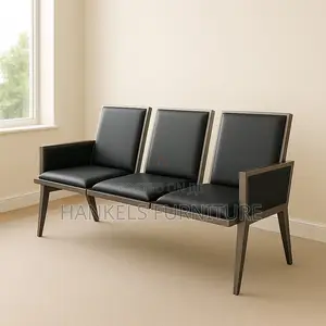 3 Seater Metal Reception Bench for Office Waiting Area