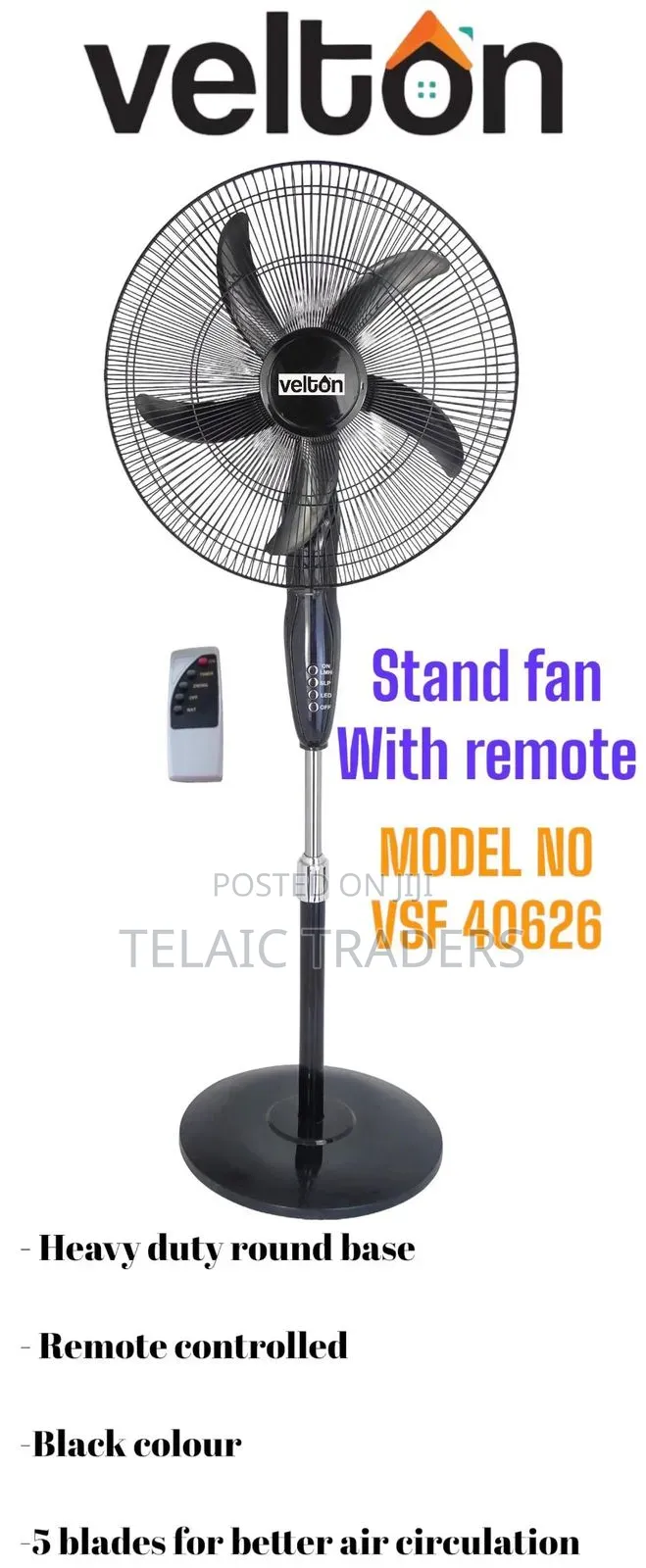 Velton Standing Fan With Remote