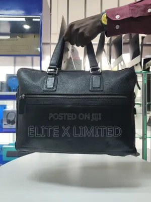 Black Leather 15 Inch Laptop Bag/ Briefcase
