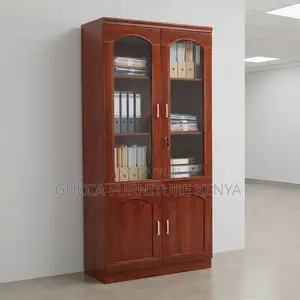 2-door Mahogany Glass Front Filling Cabinet
