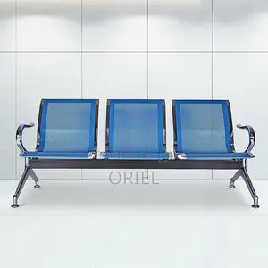 Office Bench : Linked Blue 3-Seater Office Bench