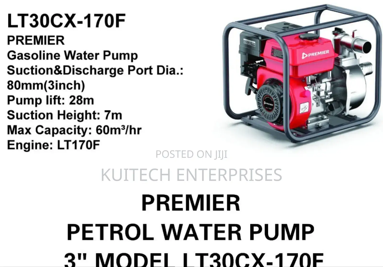3" Premier Water Pump/ Petrol Powered Water Pump