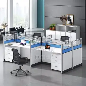 Office Workstation : 4-Way Partitioned Office Workstation