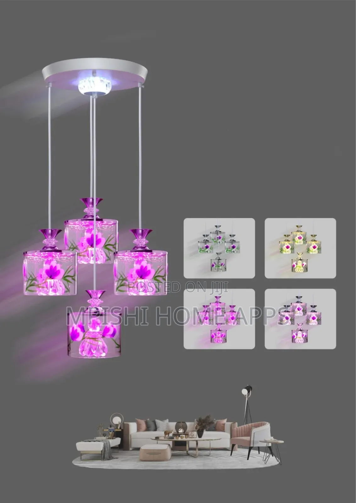 Led 4 Glass Chandelier