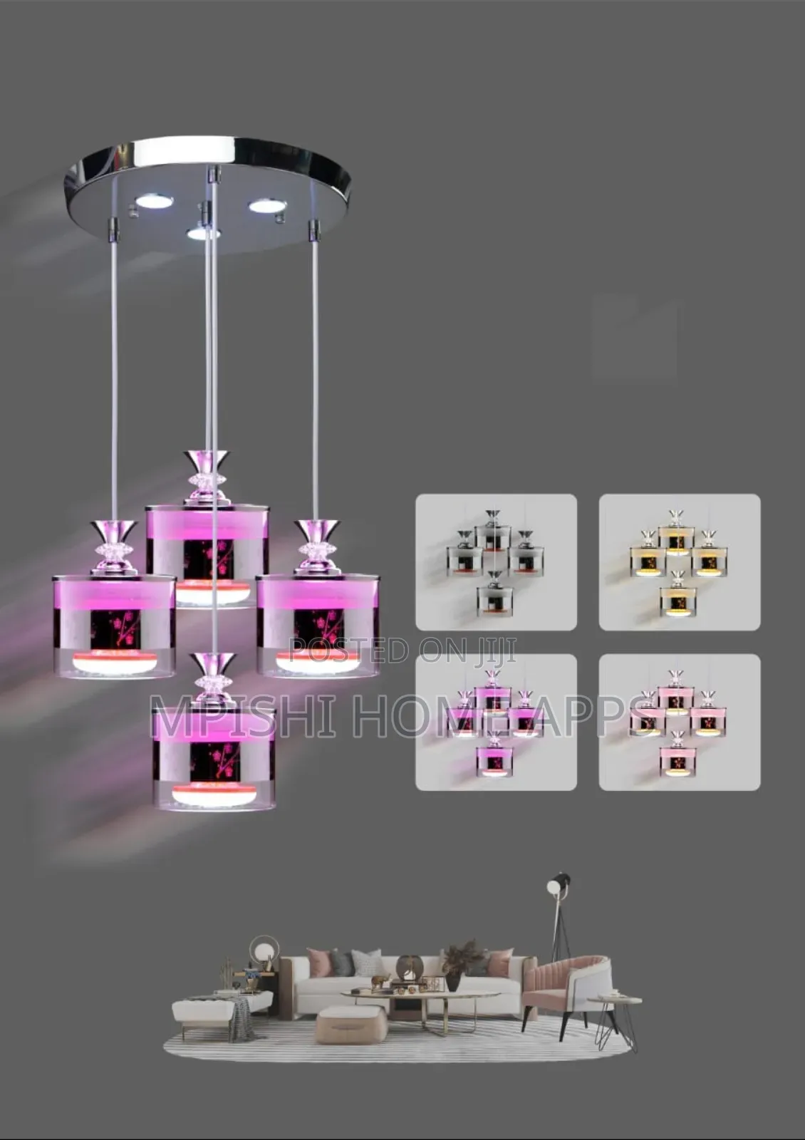 Led 4 Glass Chandelier