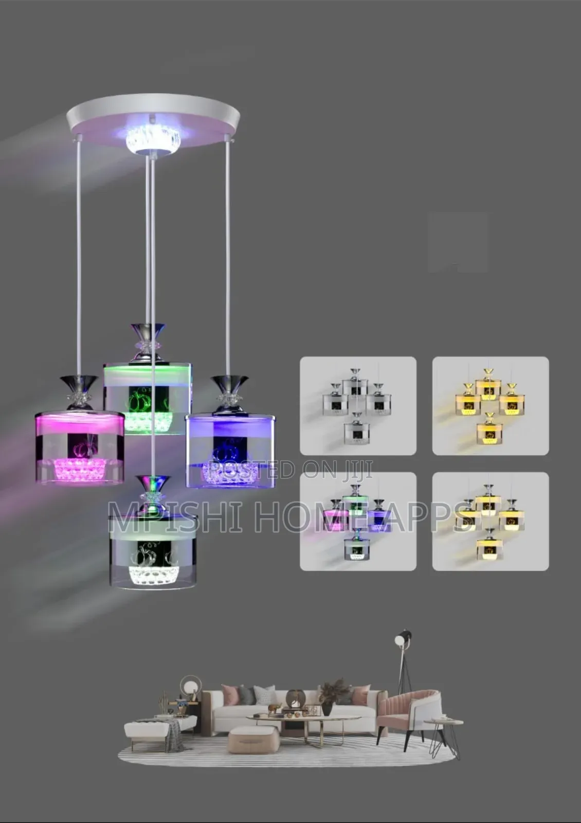 Led 4 Glass Chandelier