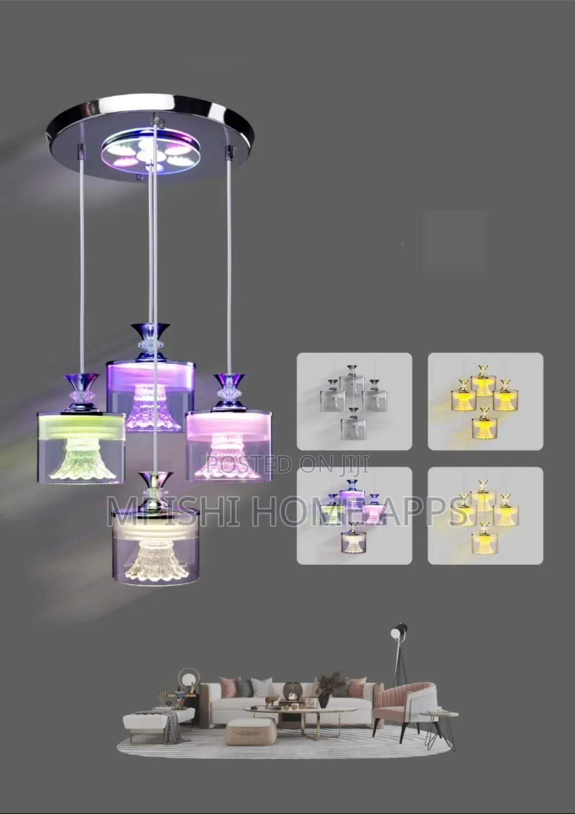 Led 4 Glass Chandelier
