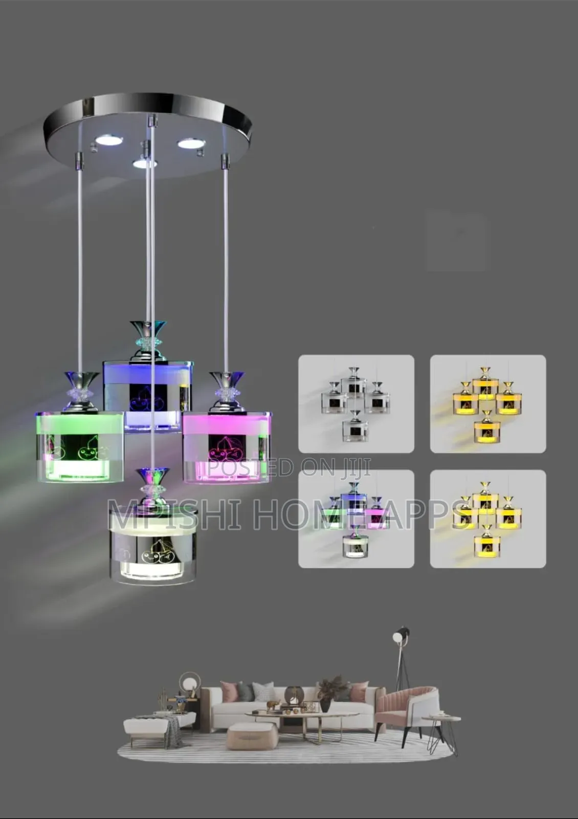 Led 4 Glass Chandelier