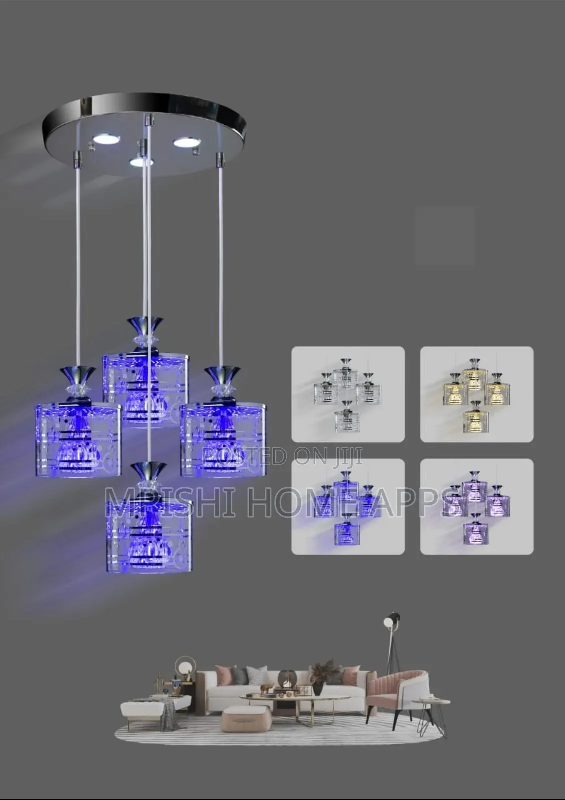 Led 4 Glass Chandelier