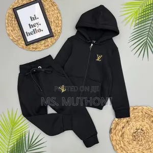 Lv All Black Lv 2pcs Unisex Warm Track Suits