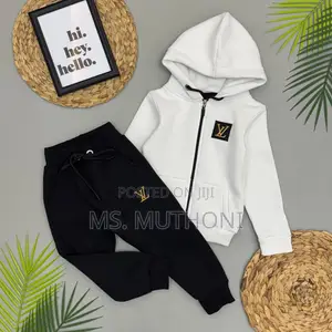 Lv Black / White 2pcs Unisex Warm Track Suits
