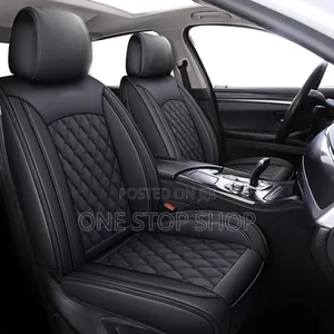 Black Plain Full Set Waterproof Faux Leather Seat Cushions 5 Seater