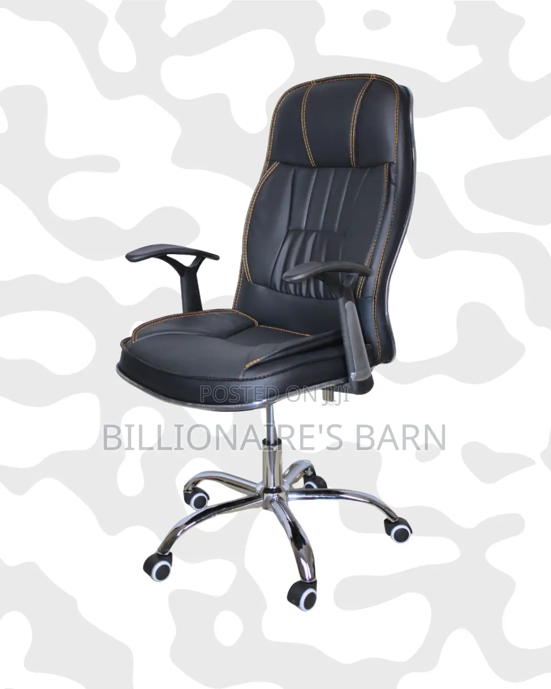 Executive Leather Office Chair High Back Padded Armrest- Professional