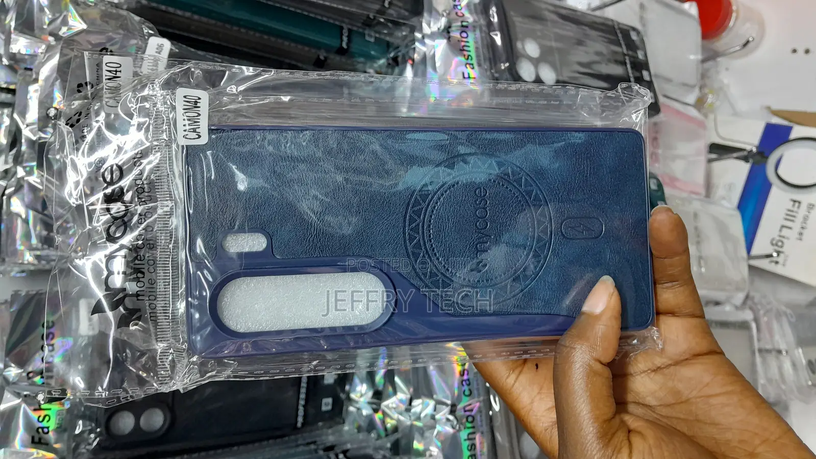 Shemi Silicon Leather Back Case for Tecno Camon 40 -Blue