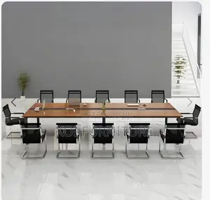 Office Table : 2400mm Modern Boardroom Table With Wood-Tone Top,