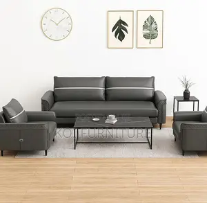 Office Sofa : Modern Grey Leatherette Reception Sofa Set