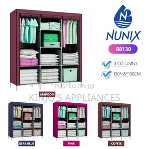 Nunix 3-Column Portable Metallic Wardrobe