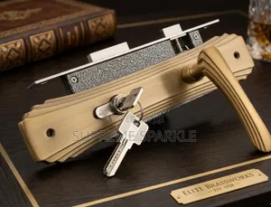 GJS Brass-Finished Mortice Lock Set.