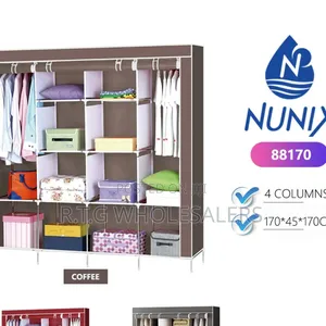 4‐Column Metallic Wardrobe With Zip Cover – Lightweight Portable